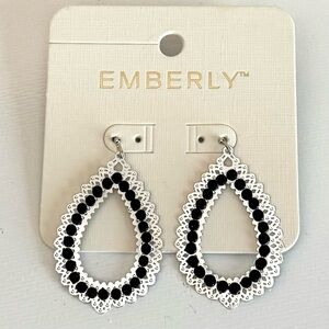 Emberly Silver Tone Scalloped Teardrop Earrings Western Neutrals NWT